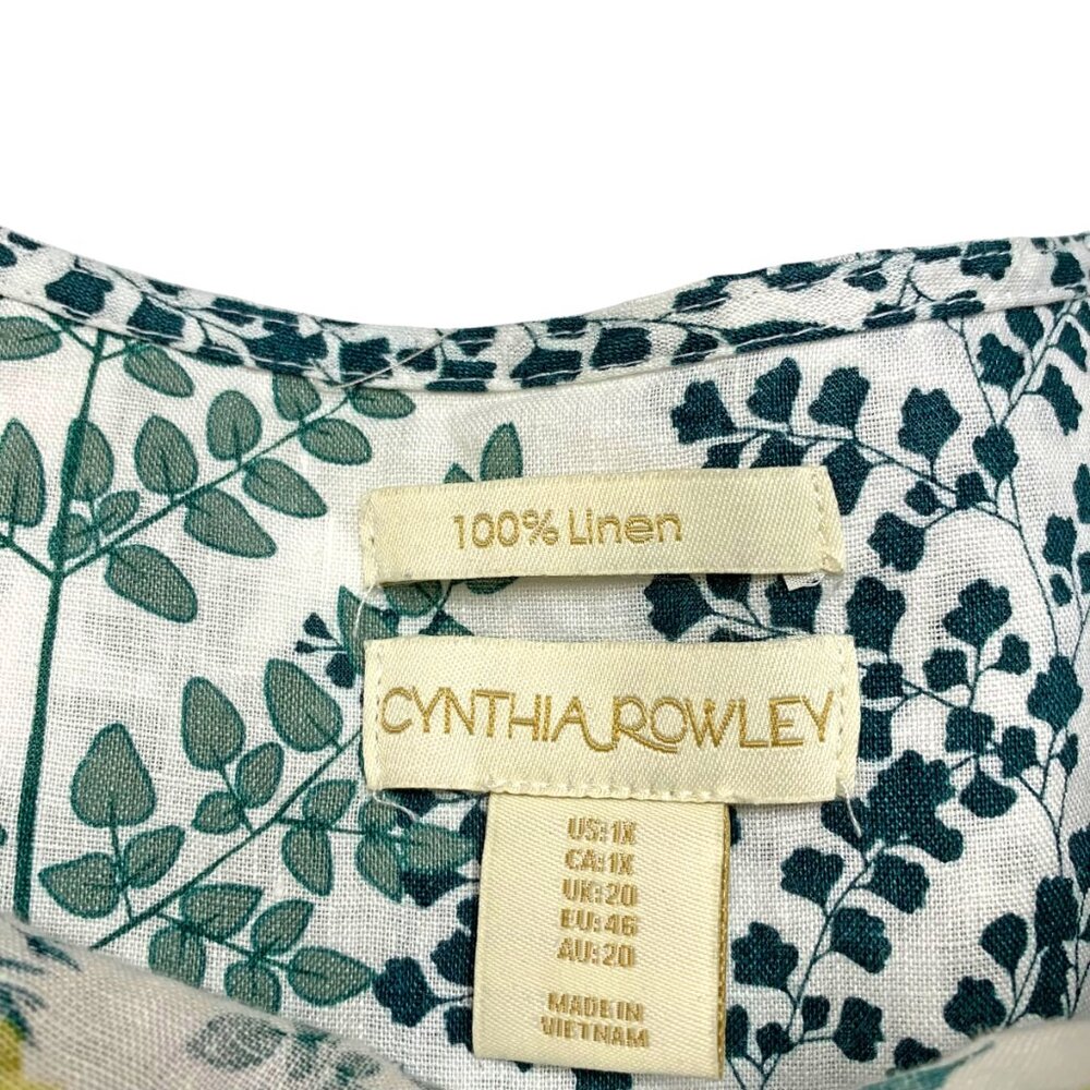 Cynthia Rowley White Linen Floral‎ Garden Print Button Down Tunic - Picture 2 of 8